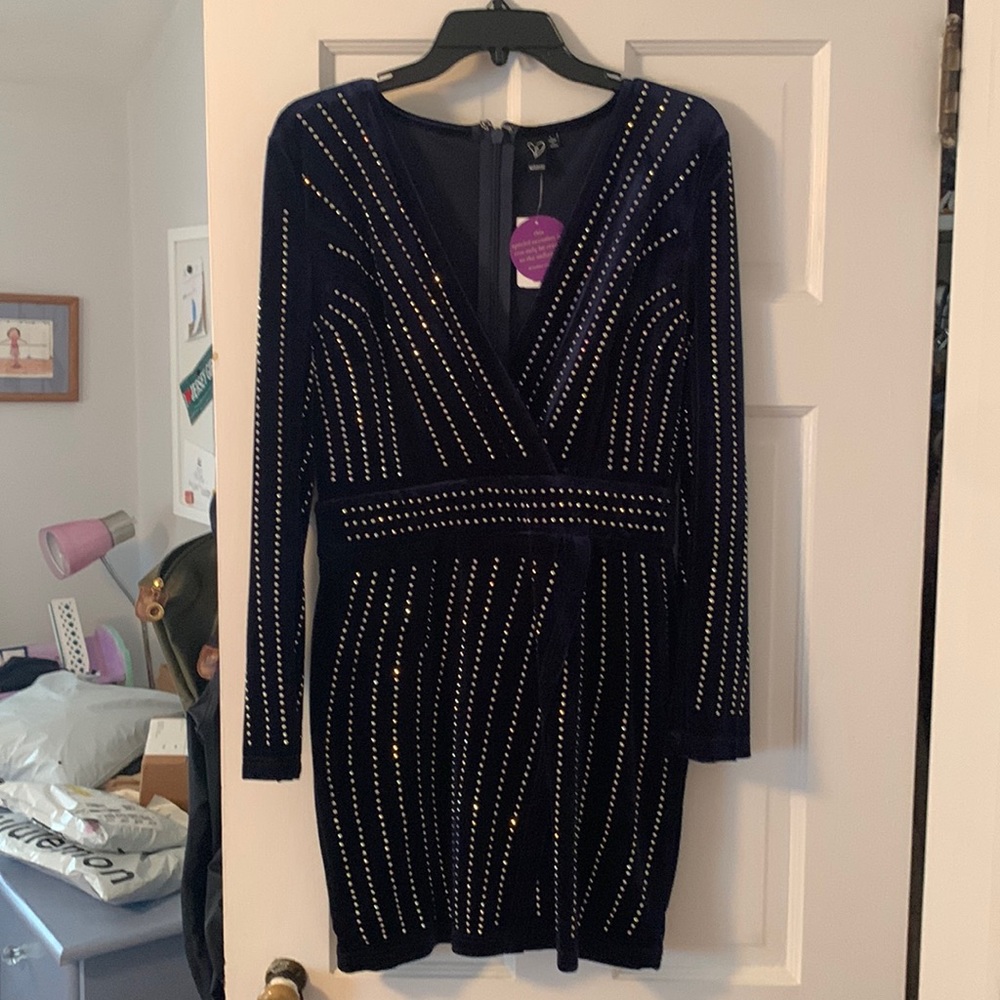 Navy blue dress with sparkle beads